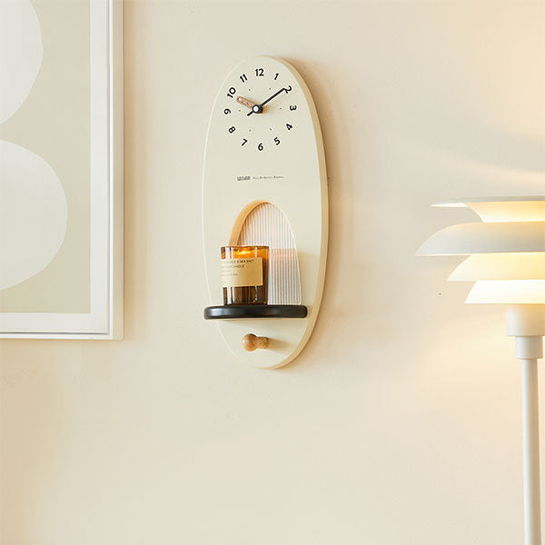 Modern Wall Clock with Shelf – Minimalist Decor for Home & Functional Storage
