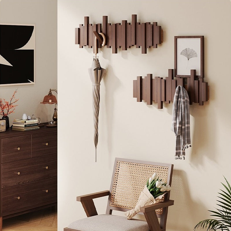 Piano Key Solid Wood Wall Hooks – Modern Decorative Coat Rack with Foldable Hooks
