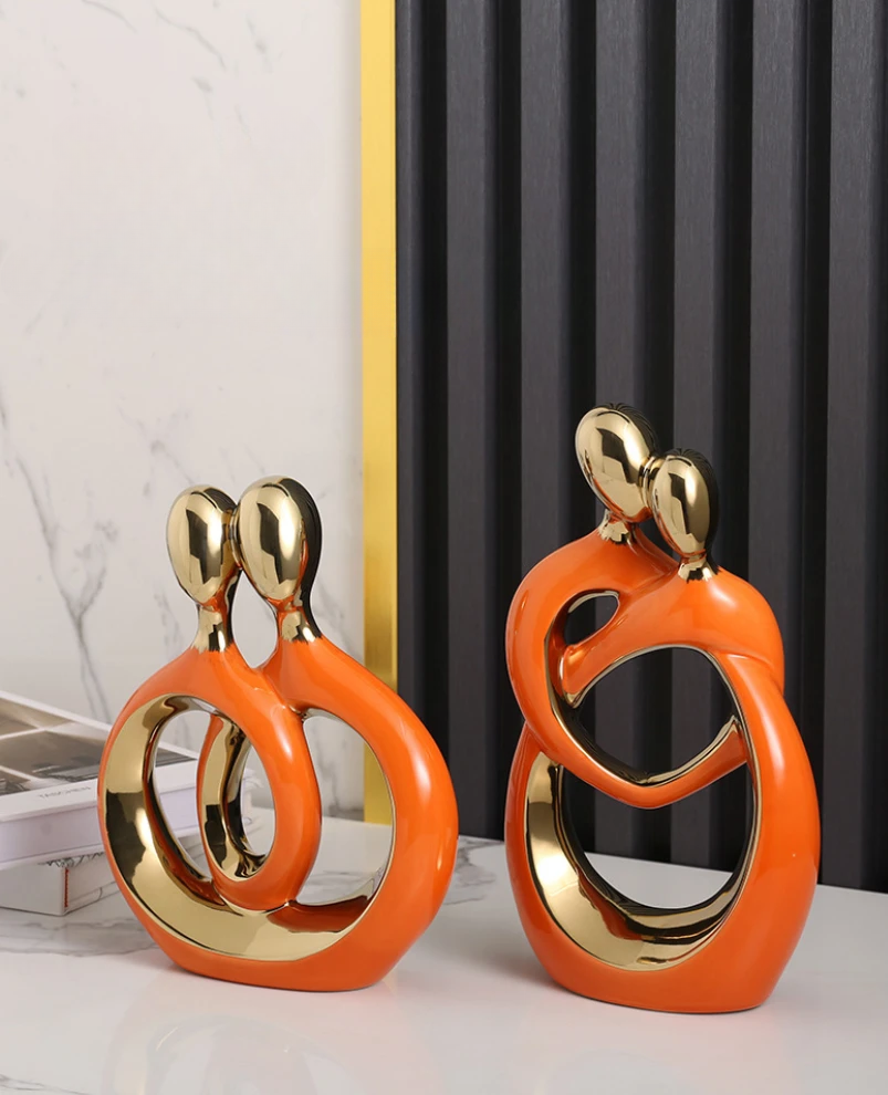 Modern Romantic Couple Figurine - Ceramic Love Sculpture Home Décor
