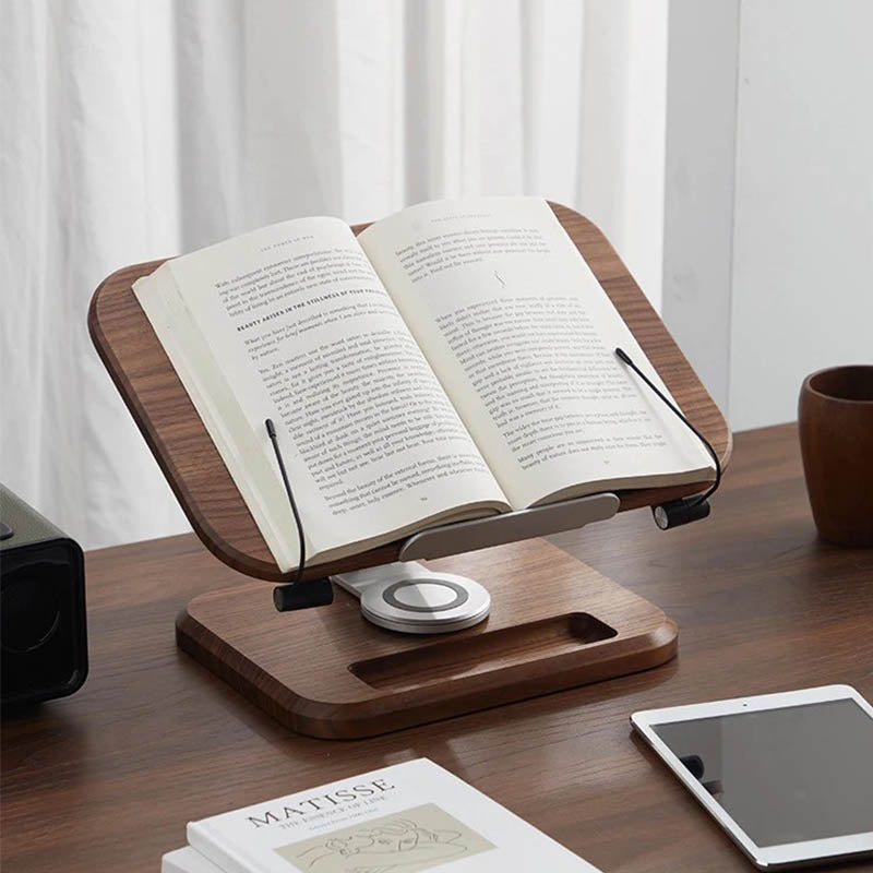 Premium Solid Wood Rotating Tablet & Book Stand - Ergonomic Reading & Laptop Holder