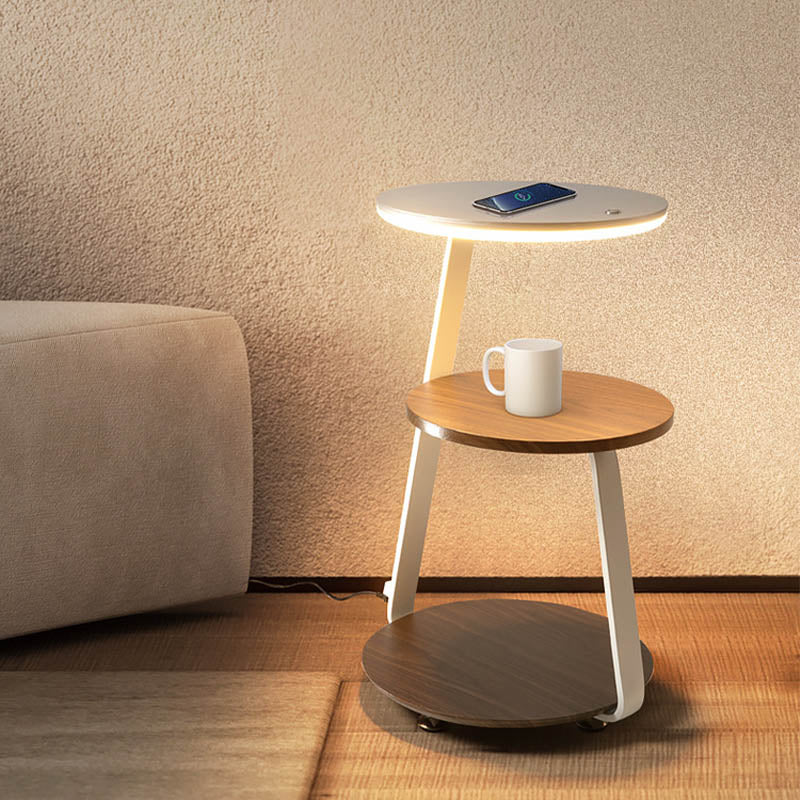 Modern LED Side Table with Wireless Charging – Smart Minimalist Nightstand for Bedroom & Living Room