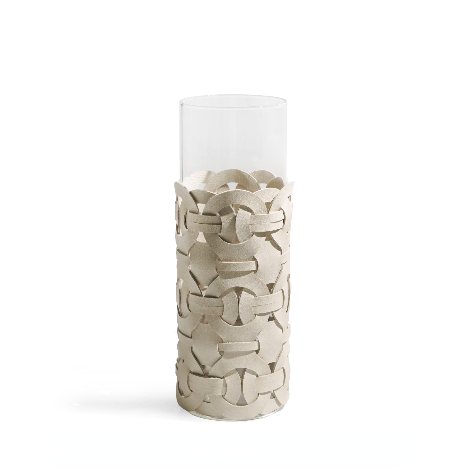 Large Chain Leather Glass Table Vase