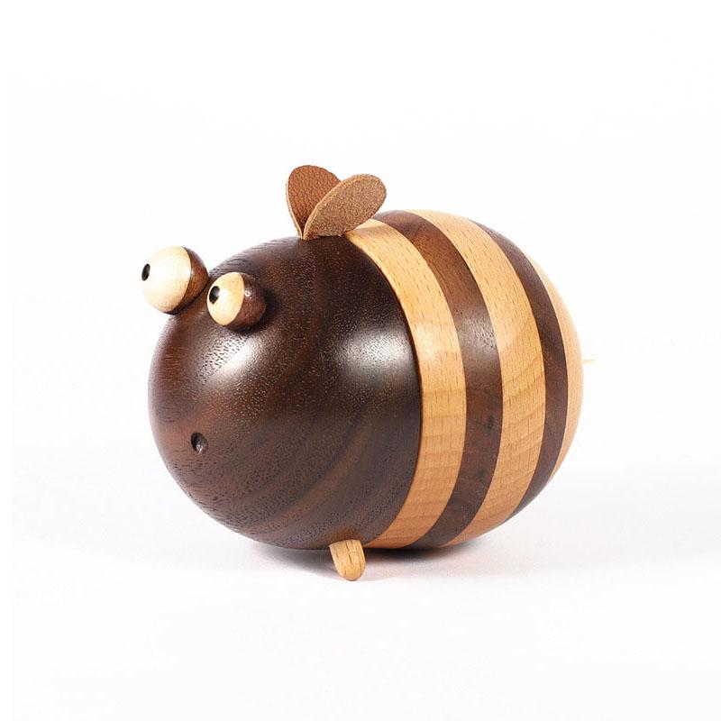 Little Bee Toothpick Holder in Beech and Black Walnut Wood