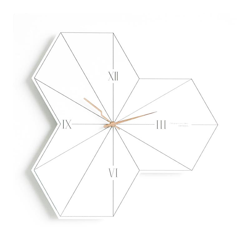 Tri-hexagon Wall Clock in Arabic and Roman Numerals