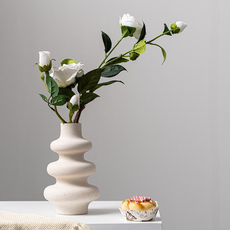 Bisque Ceramic Flower Vase with Flowers - Luxus Heim