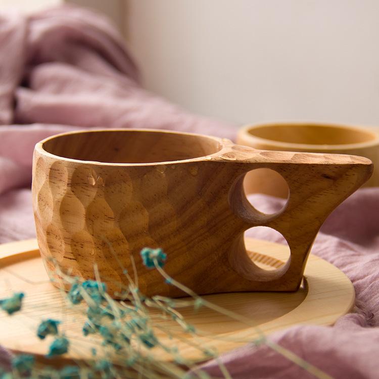 Classic Rubberwood Mug with Unique Wood Grain