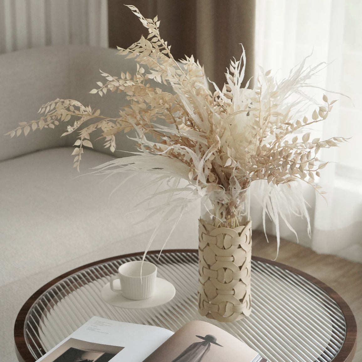 Chain Leather Glass Table Vase - Vases - Luxus Heim
