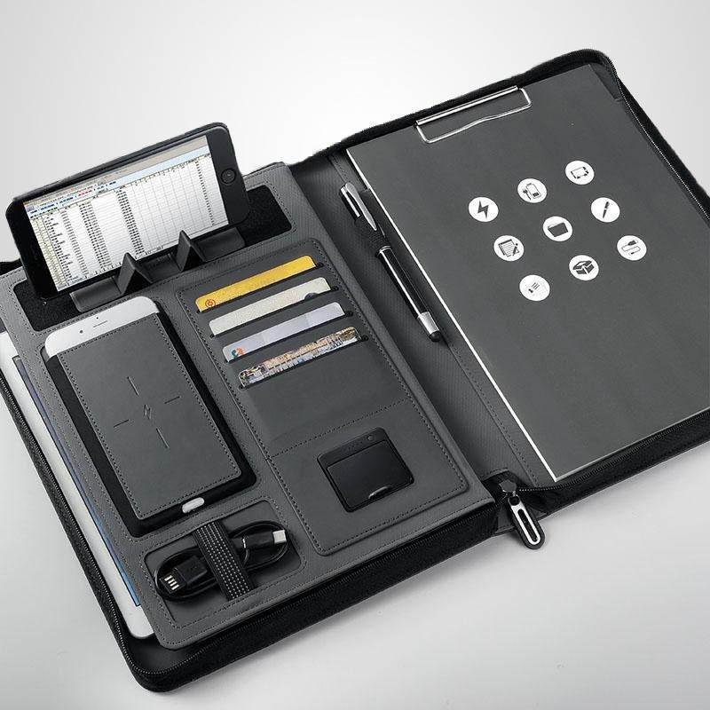 LuxusCharge Leather Wireless Charging Notebook with Built-in Charging