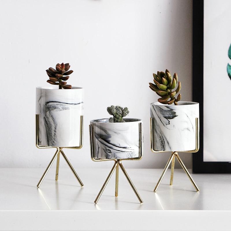 Simple Ceramic Marbled Planters - Pots & Planters - Luxus Heim