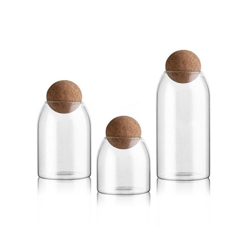 Minimalist Cork Ball Glass Jars for Airtight Storage