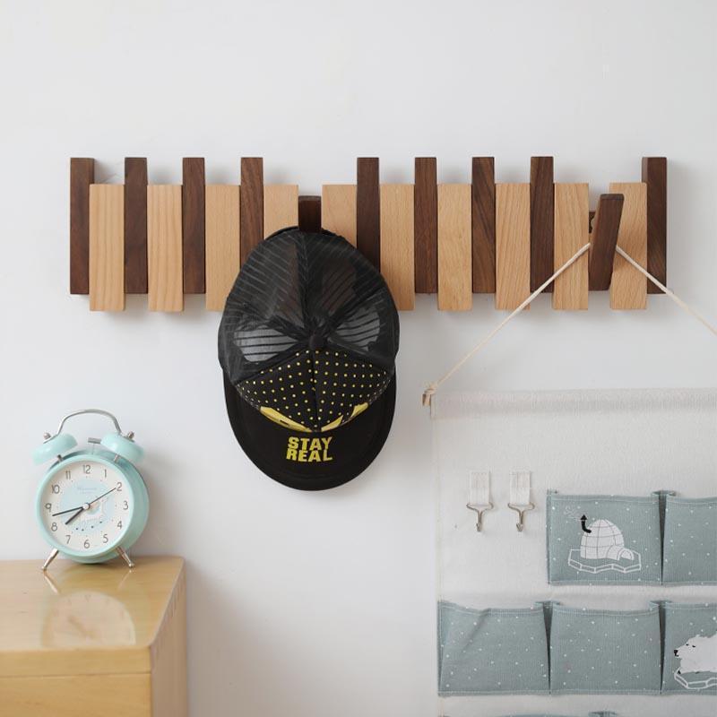 Coat Rack with Wood Strips with Secure Magnetic Clasps - Luxus Heim