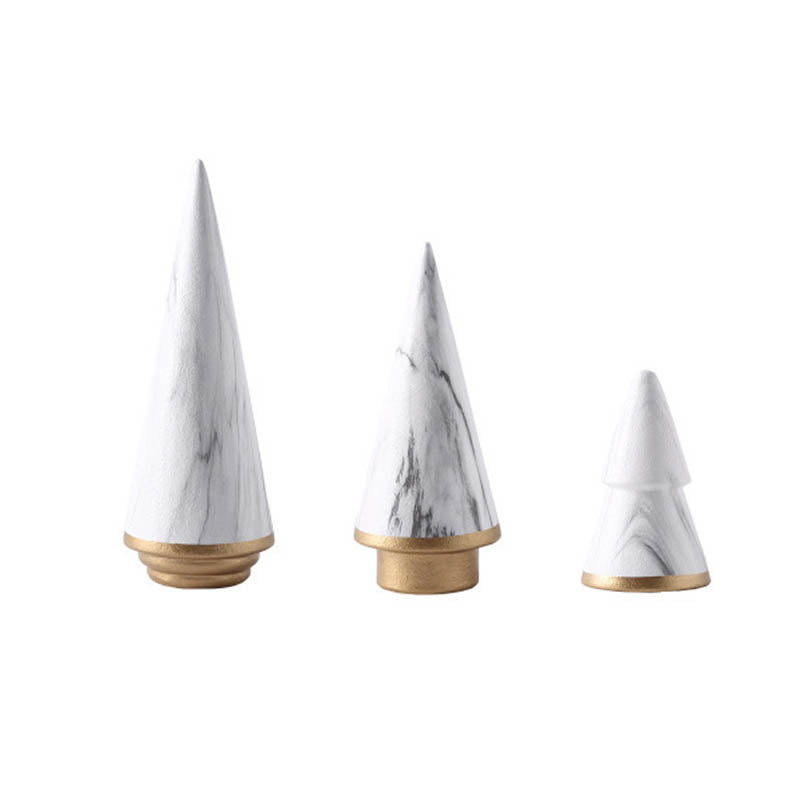 Golden Glint Marble Christmas Trees – Elegant Holiday Decor
