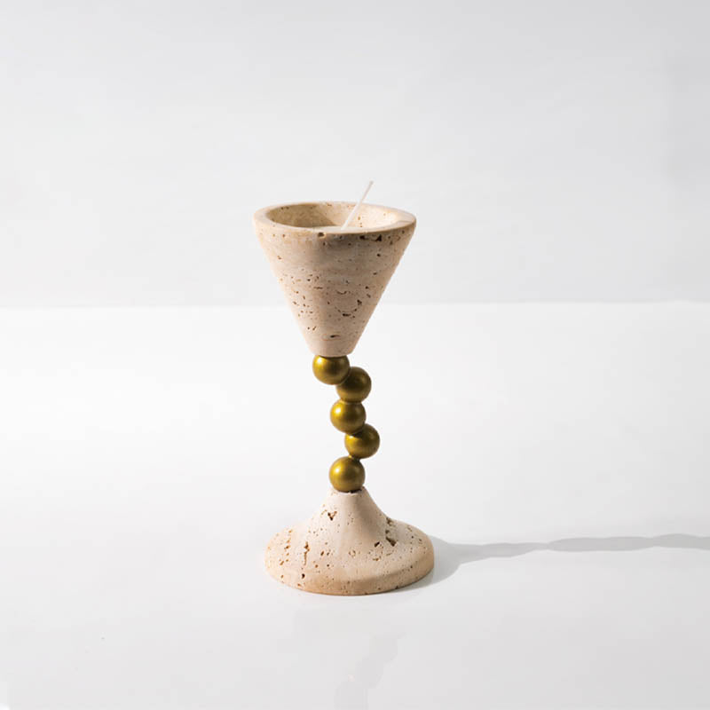 Cave Travertine Candle Holder – Natural Elegance for Your Home