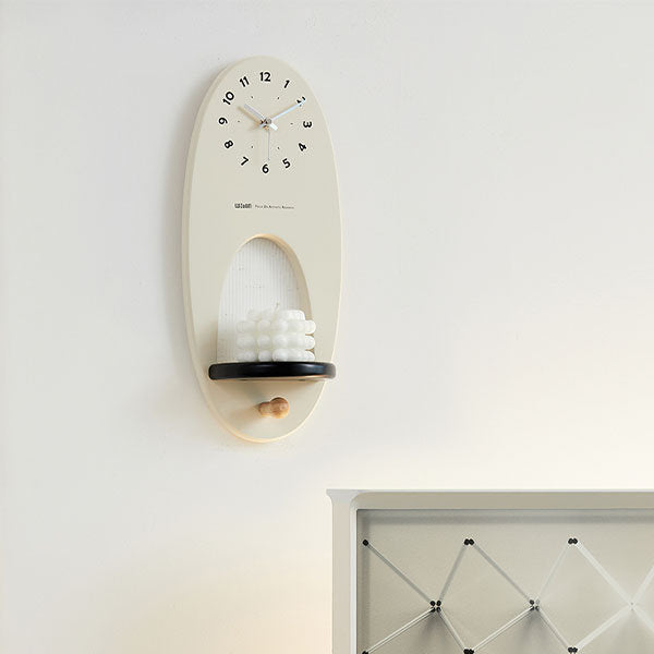 Modern Wall Clock with Shelf – Minimalist Decor for Home & Functional Storage