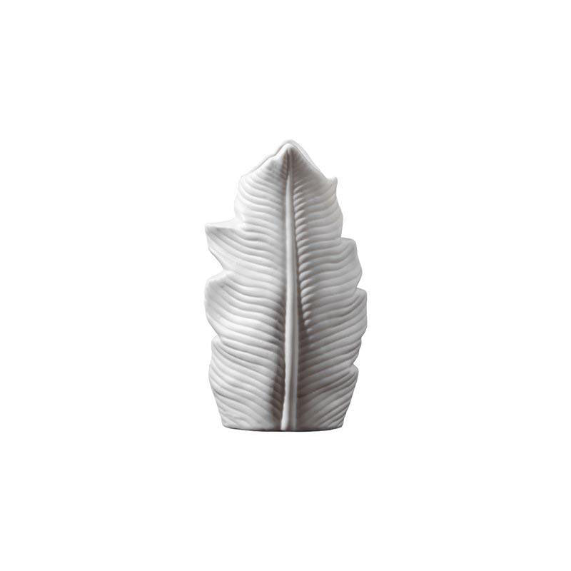 Banana Leaf White Ceramic Vases with Elegant Finish - Luxus Heim