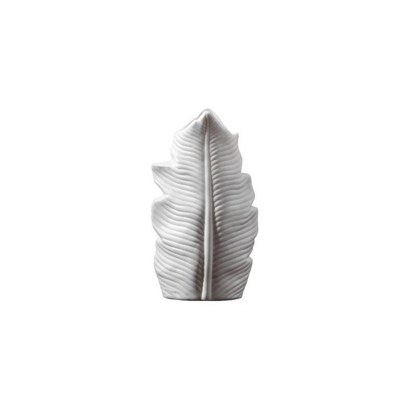 Banana Leaf White Ceramic Vases with Elegant Finish - Luxus Heim