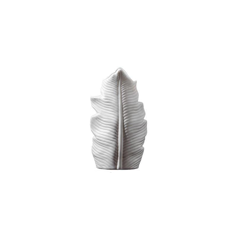 Banana Leaf White Ceramic Vases with Elegant Finish - Luxus Heim