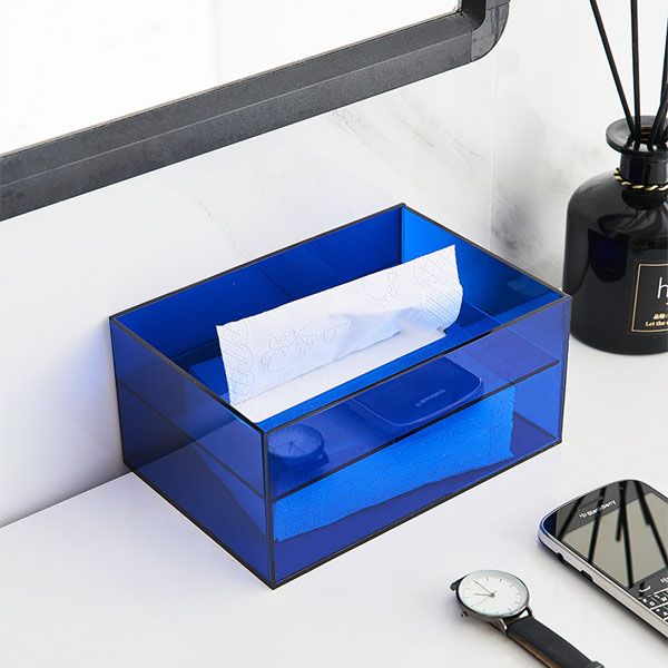 Colorful and Transparent Acrylic Tissue Box in Thickened Design