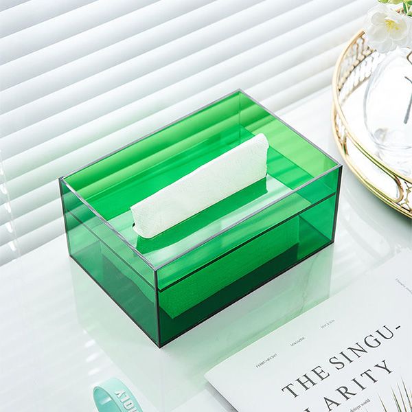 Colorful and Transparent Acrylic Tissue Box in Thickened Design