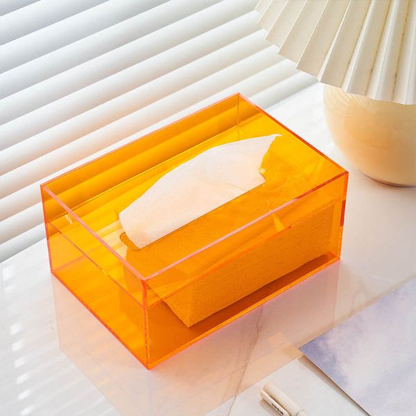 Colorful and Transparent Acrylic Tissue Box in Thickened Design