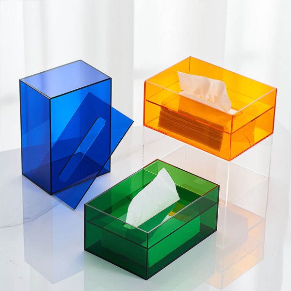 Colorful and Transparent Acrylic Tissue Box in Thickened Design