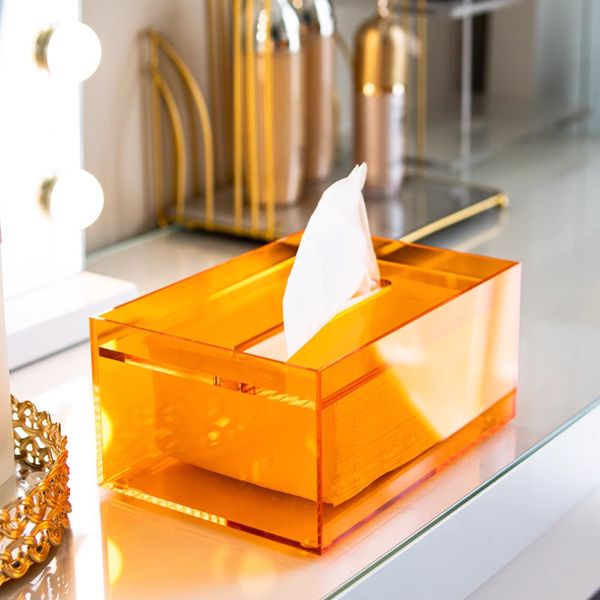 Colorful and Transparent Acrylic Tissue Box in Thickened Design