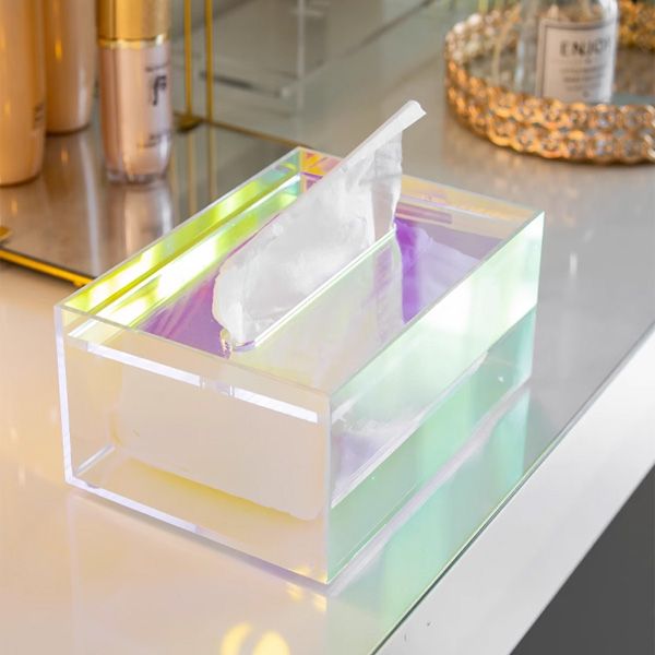 Colorful and Transparent Acrylic Tissue Box in Thickened Design