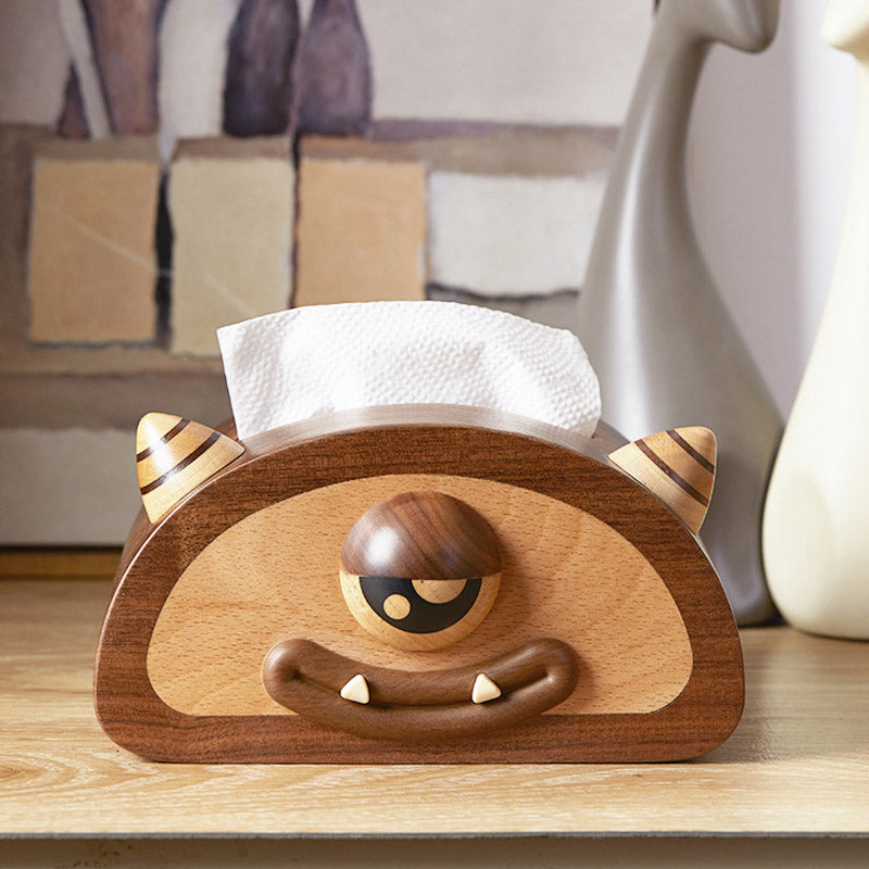 MonstroEye Wooden Tissue Box with Unique One-Eyed Design