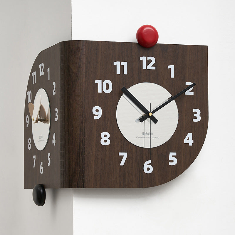 Dual-Sided Modern Wall Clock – Stylish Corner Design for Dual Time Zones