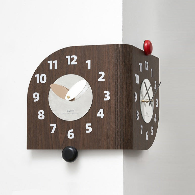 Dual-Sided Modern Wall Clock – Stylish Corner Design for Dual Time Zones