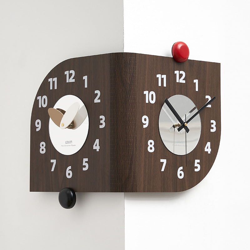 Dual-Sided Modern Wall Clock – Stylish Corner Design for Dual Time Zones