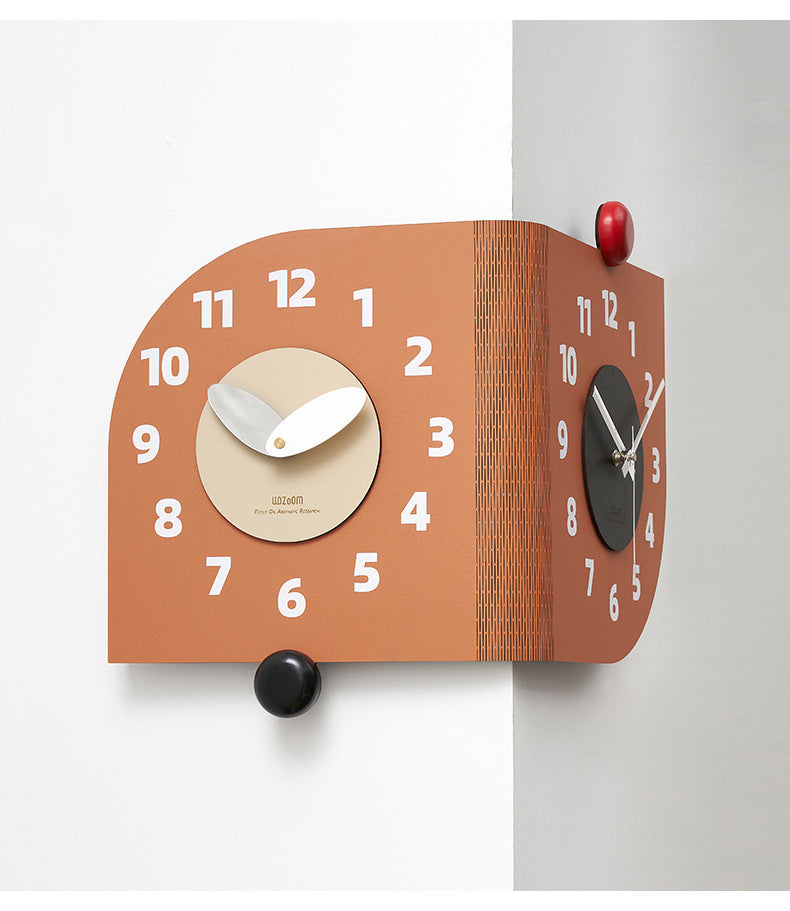 Dual-Sided Modern Wall Clock – Stylish Corner Design for Dual Time Zones