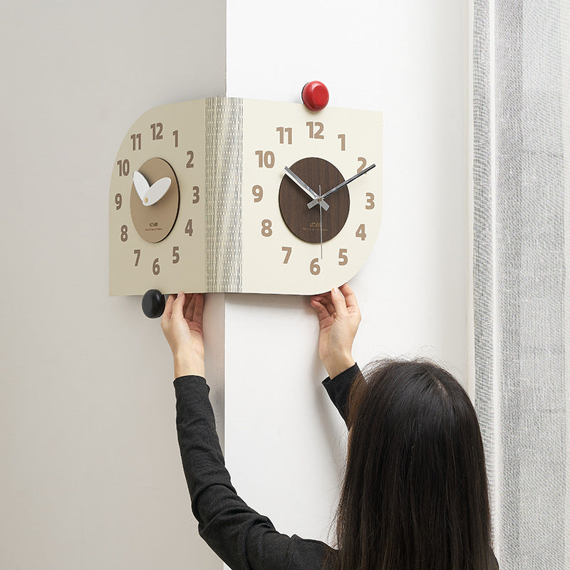 Dual-Sided Modern Wall Clock – Stylish Corner Design for Dual Time Zones