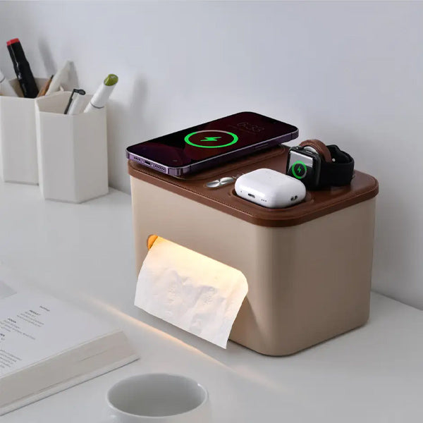 Glow & Go Tissue Tech Hub with Wireless Charging and Night Light