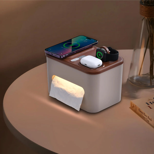 Glow & Go Tissue Tech Hub with Wireless Charging and Night Light