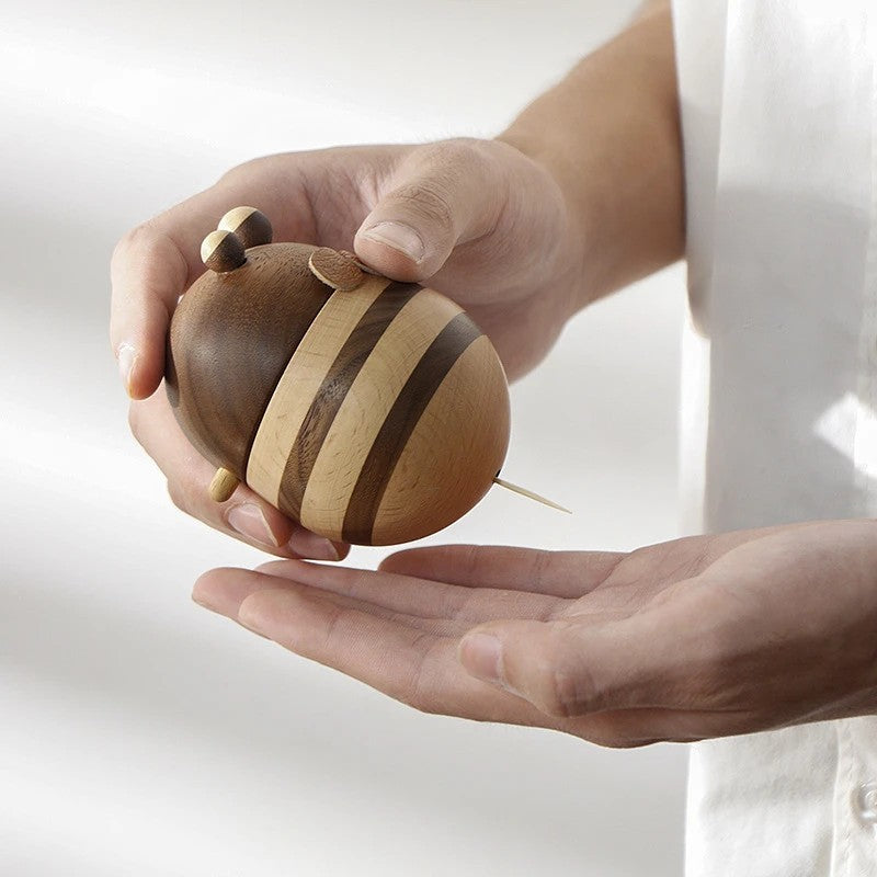 Handcrafted Wooden Bee Toothpick Holder – Cute Beehive Storage Dispenser for Kitchen & Dining