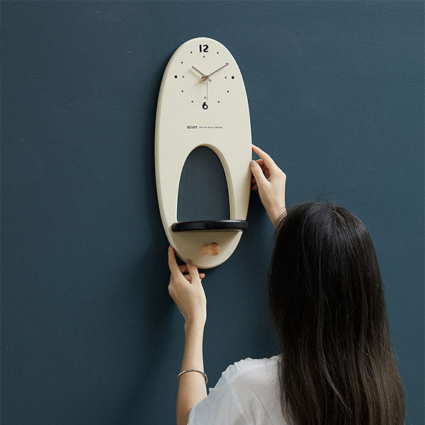 Modern Wall Clock with Shelf – Minimalist Decor for Home & Functional Storage