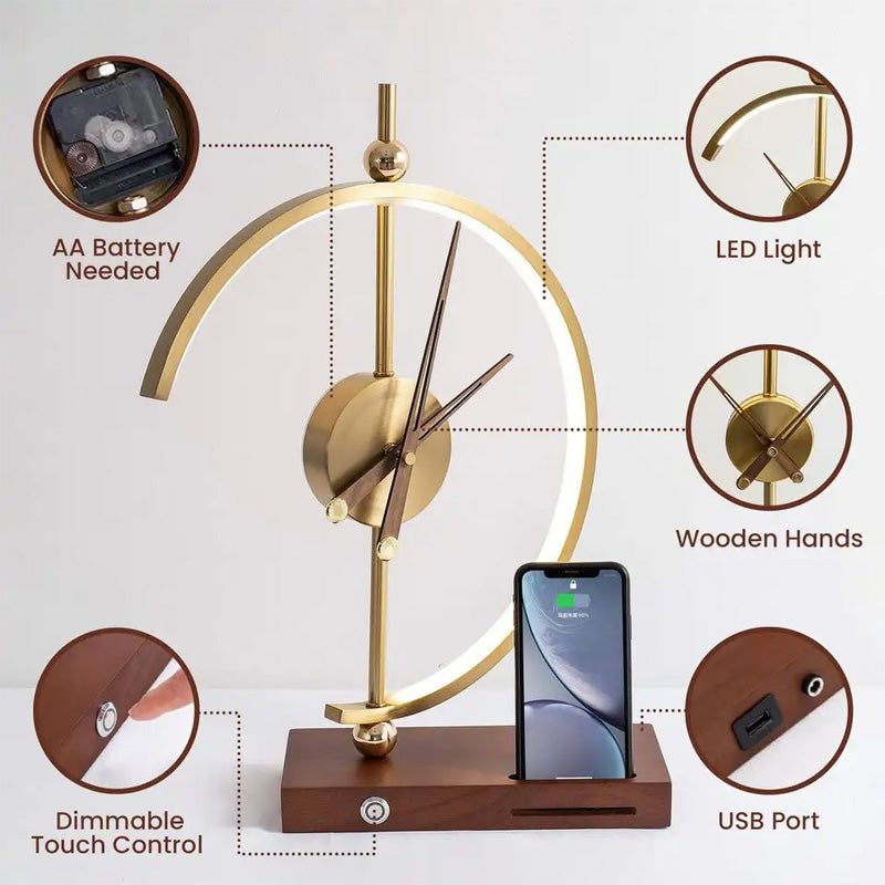 Khons Clock Lamp with Wireless Charging Feature - Luxus Heim