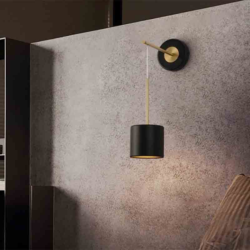 Lustra Calibre Suspended Wall Lamp with its polished iron finish and built-in LED lighting in a contemporary setting.