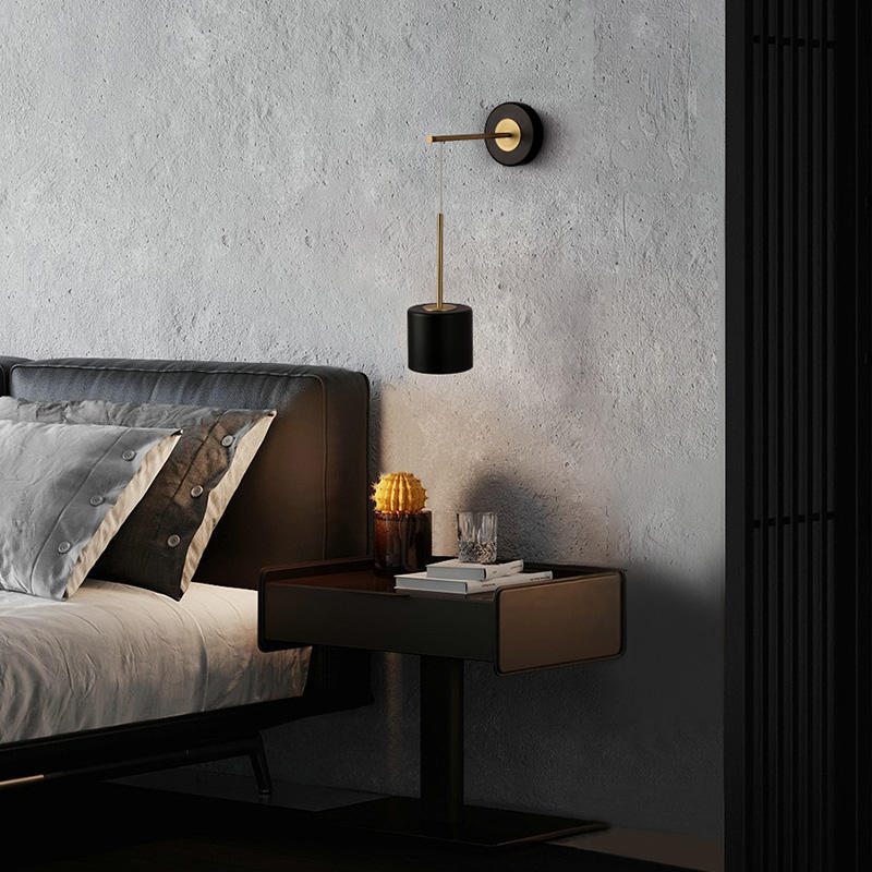 Lustra Calibre Suspended Wall Lamp with its polished iron finish and built-in LED lighting in a contemporary setting.