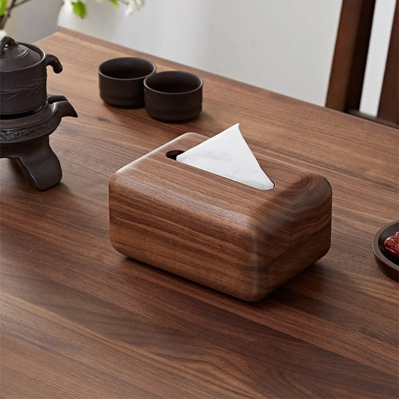 Luxury Solid Wood Tissue Box - Handmade Walnut Wooden Tissue Holder for Home & Office