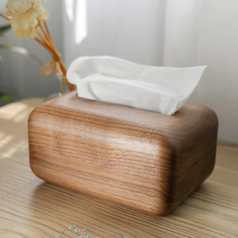 Luxury Solid Wood Tissue Box - Handmade Walnut Wooden Tissue Holder for Home &amp; Office