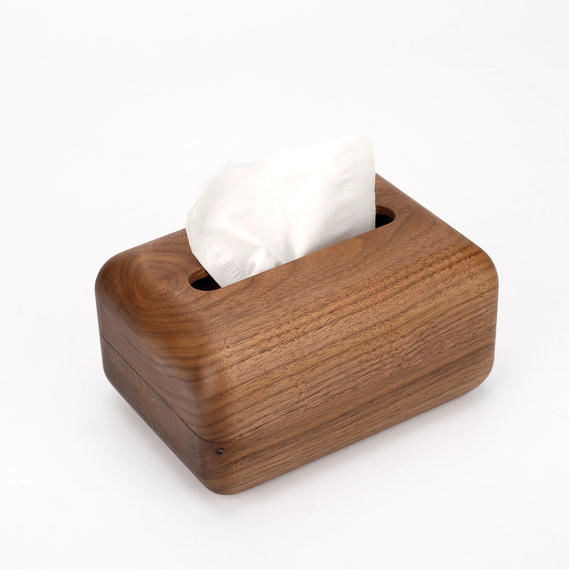 Luxury Solid Wood Tissue Box - Handmade Walnut Wooden Tissue Holder for Home & Office