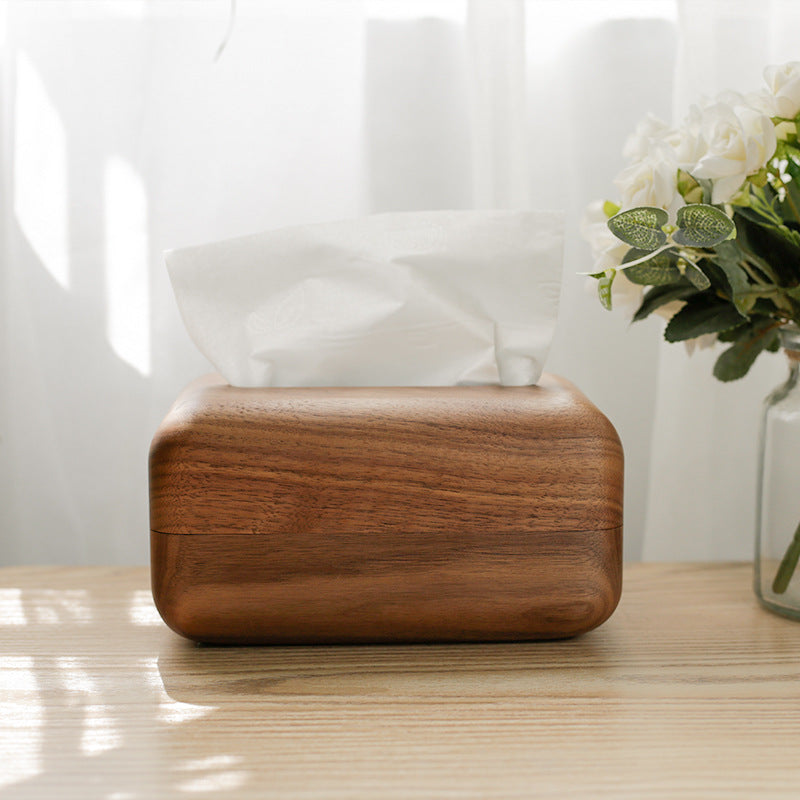 Luxury Solid Wood Tissue Box - Handmade Walnut Wooden Tissue Holder for Home & Office