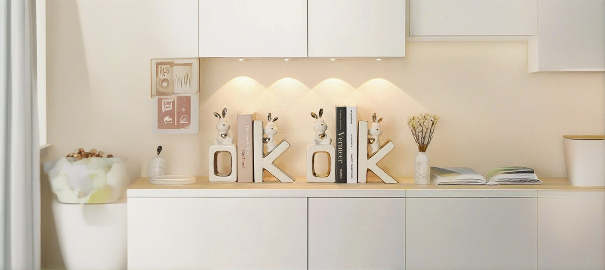 Luxury Bunny Bookends – Decorative Ceramic Book Holder for Shelves & Desks