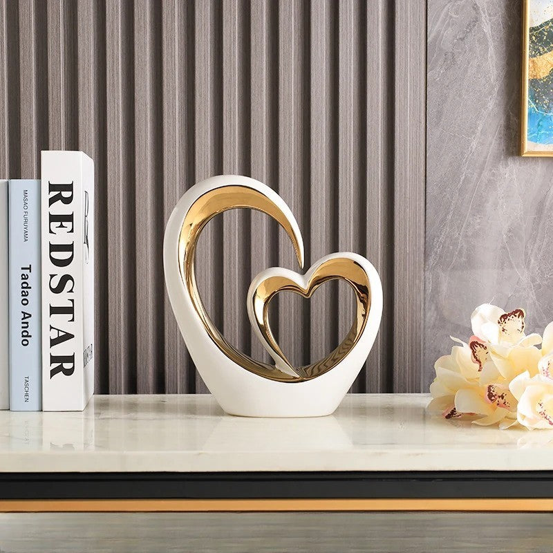 Luxury Heart-Shaped Ceramic Sculpture – Elegant Home & Wedding Décor Gift