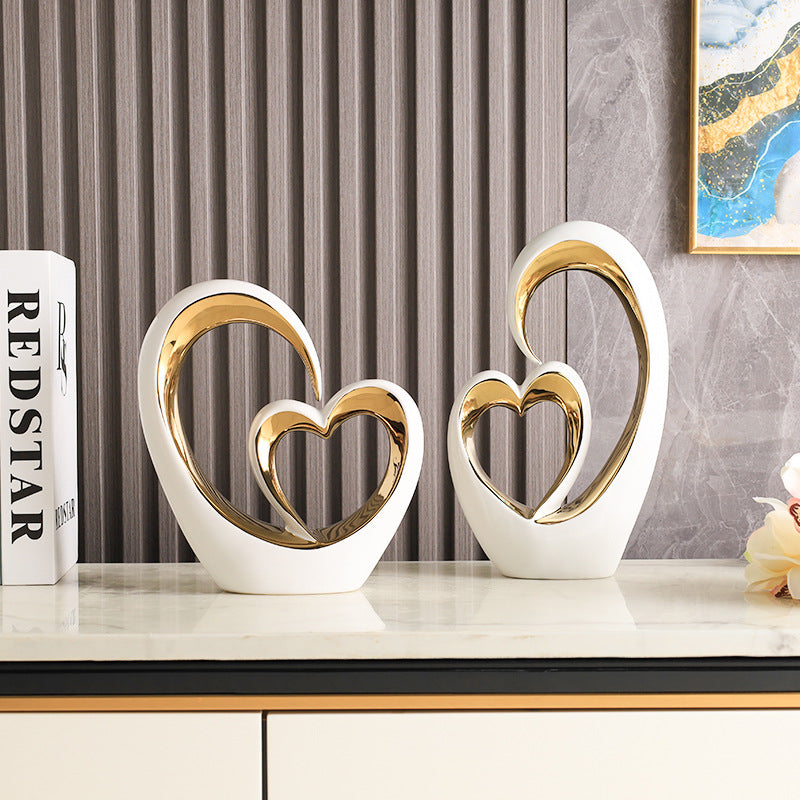 Luxury Heart-Shaped Ceramic Sculpture – Elegant Home & Wedding Décor Gift