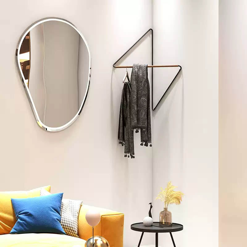 Minimalist Wall-Mounted Clothes Rack – Modern Corner Hanging Rod with Wood & Metal Design