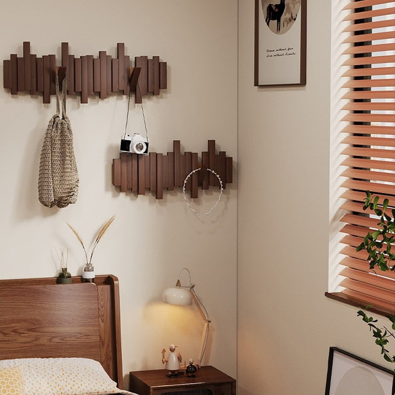 Piano Key Solid Wood Wall Hooks – Modern Decorative Coat Rack with Foldable Hooks