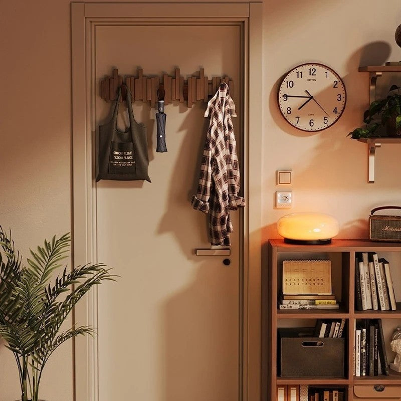 Piano Key Solid Wood Wall Hooks – Modern Decorative Coat Rack with Foldable Hooks